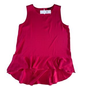 NWT ANN TAYLOR‎ Red Ruffle Tank tunic Size S